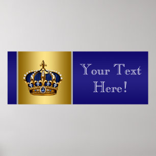 Blue and Gold Crown Prince Baby Duschbanner Poster
