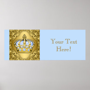 Blue and Gold Crown Prince Baby Duschbanner Poster