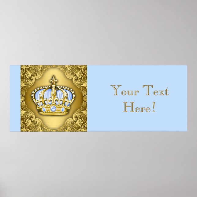 Blue and Gold Crown Prince Baby Duschbanner Poster (Vorne)