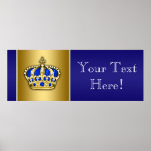 Blue and Gold Crown Prince Baby Duschbanner Poster