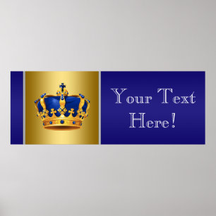 Blue and Gold Crown Prince Baby Duschbanner Poster