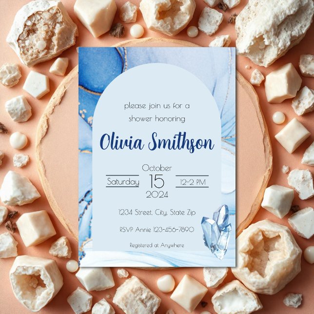 Blue and Gold Crystal Shower Einladung (Von Creator hochgeladen)
