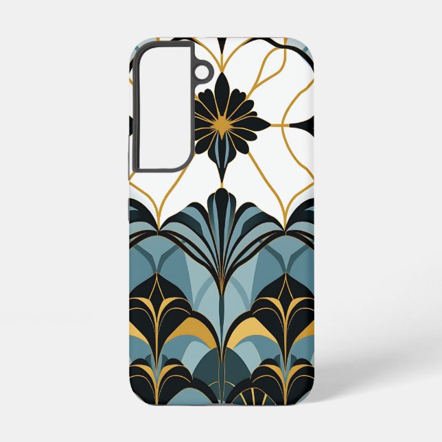 Blue and Gold Deco Fan Samsung Galaxy Case Hülle (Rückseite)