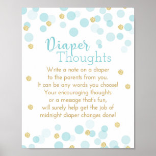 Blue and Gold Diaper Threads Baby Boy Dusche Poster