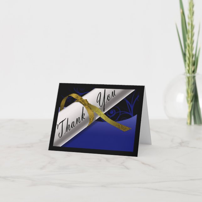 Blue and Gold Diploma Dankeskarte (Vorderseite)