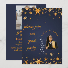 blue and gold elegant invitation einladung