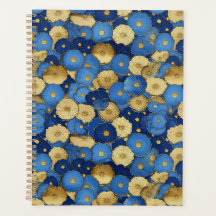 Blue and Gold Floral Chiyogami Planner