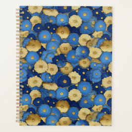 Blue and Gold Floral Chiyogami Planner Planer