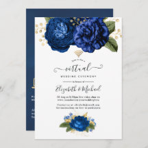 Blue and Gold Floral Online Virtual Wedding