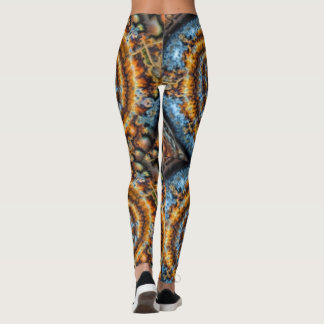 blue and gold fractal swirl leggings2 leggings