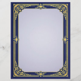 Blue and Gold Frame mit Lavendel Center Briefbogen