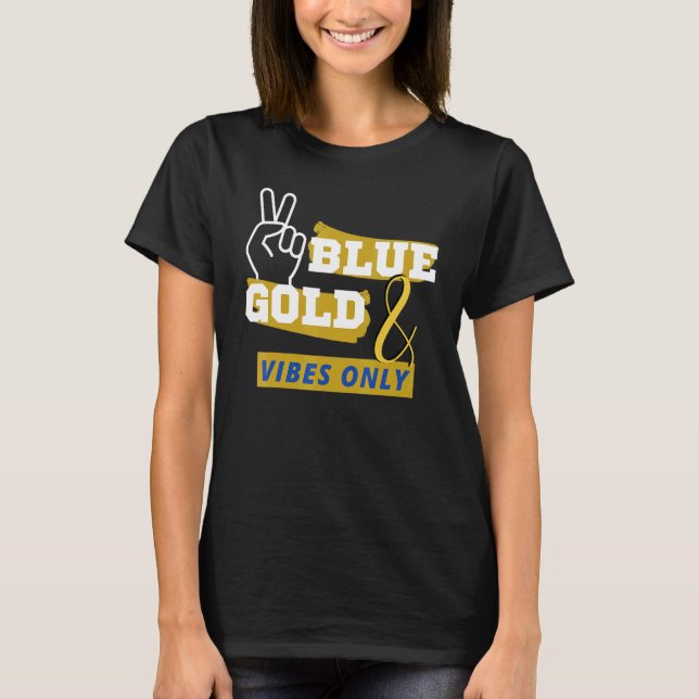 Blue And Gold Game Day Group  For High School Foot T-Shirt (Vorderseite)