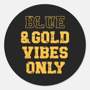 Blue and Gold Game Day School Spirit High School F Runder Aufkleber