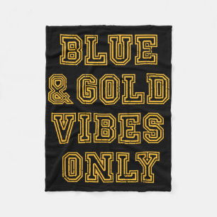 Blue and Gold Game Day School Spirit Royal Blue fo Fleecedecke