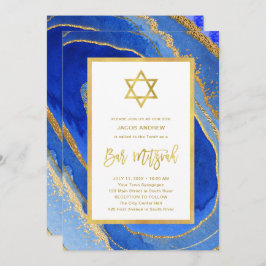 Blue and Gold Geode | Star von David Bar Mitzvah Einladung