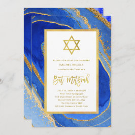 Blue and Gold Geode | Star von David Bat Mitzvah Einladung