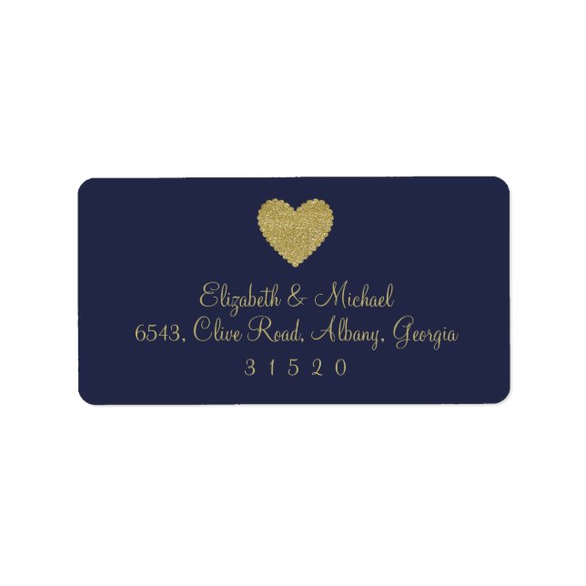 Blue and Gold Glitzer Herd Address Label Adressaufkleber (Vorne)