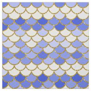 Blue and Gold Glitzer Mermaid Scales Stoff