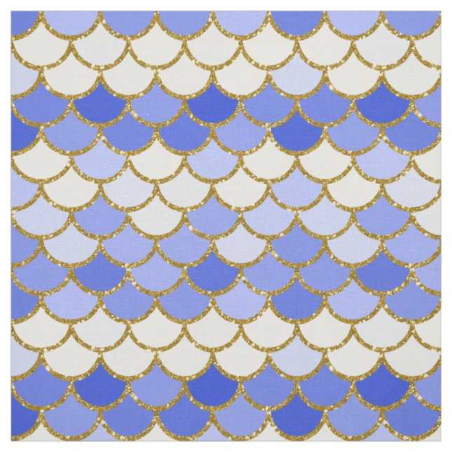 Blue and Gold Glitzer Mermaid Scales Stoff (Muster)