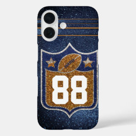 Blue and Gold Glitzer School Football Team Colors iPhone 16 Hülle