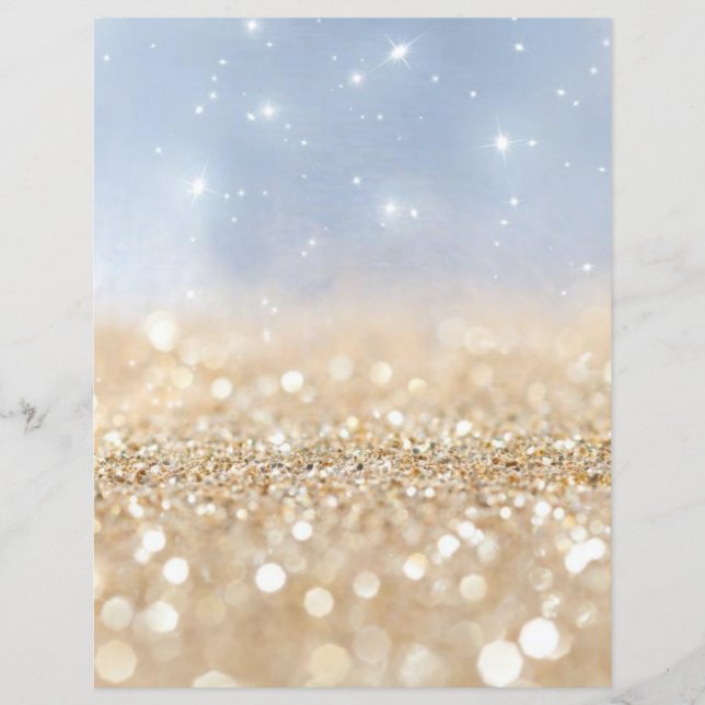 Blue and Gold Glitzer Texture Scrapbook Paper (Vorderseite)