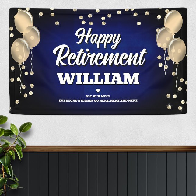 Blue and Gold Happy Retirement  Banner (Von Creator hochgeladen)
