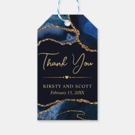 Blue and Gold Imitats Glitzer Agate Wedding Geschenkanhänger