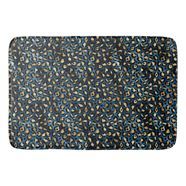Blue and Gold Leopard Serie Design 1 Badematte (Vorderseite)