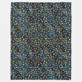 Blue and Gold Leopard Serie Design 1 Fleecedecke