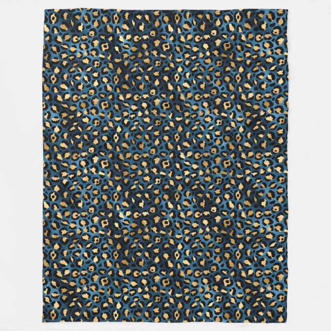 Blue and Gold Leopard Serie Design 1 Fleecedecke (Vorderseite)