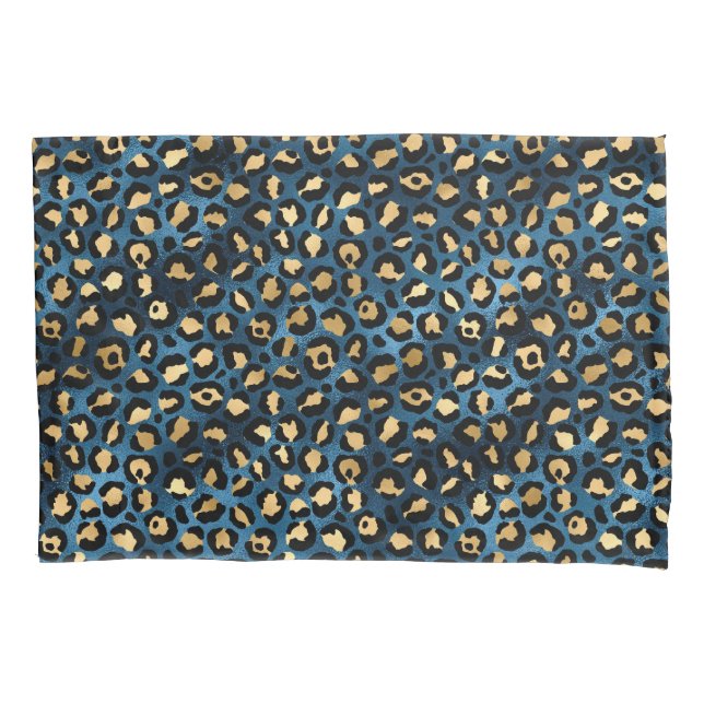 Blue and Gold Leopard Serie Design 1 Kissenbezug (Vorderseite)