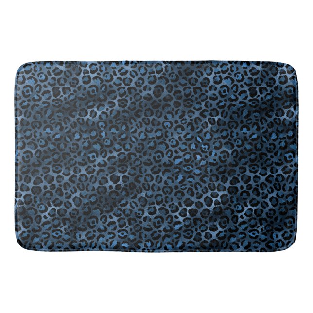 Blue and Gold Leopard Serie Design 3 Badematte (Vorderseite)