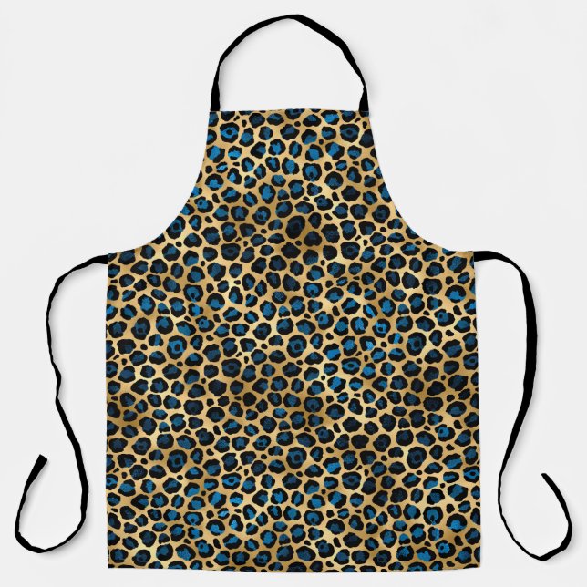 Blue and Gold Leopard Serie Design 4 Schürze (Vorderseite)