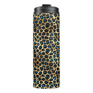 Blue and Gold Leopard Serie Design 4 Thermosbecher