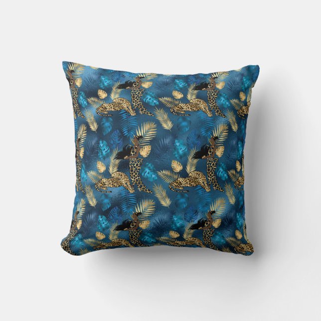 Blue and Gold Leopard Serie Design 6 Kissen (Vorderseite)