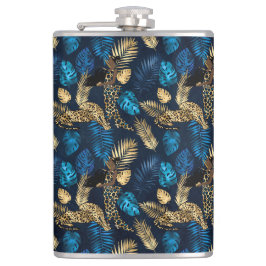 Blue and Gold Leopard Serie Design 8 Flachmann