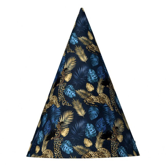 Blue and Gold Leopard Serie Design 8 Partyhütchen (Vorderseite)