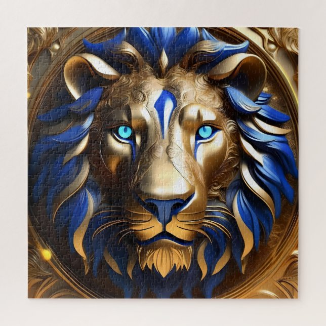 Blue And Gold Lion Head, Puzzle (Vertikal)