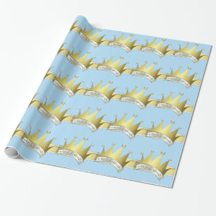 Blue and Gold Little Prince Baby Dusche Geschenkpapier