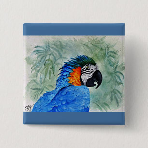 Blue and Gold Macaw Button