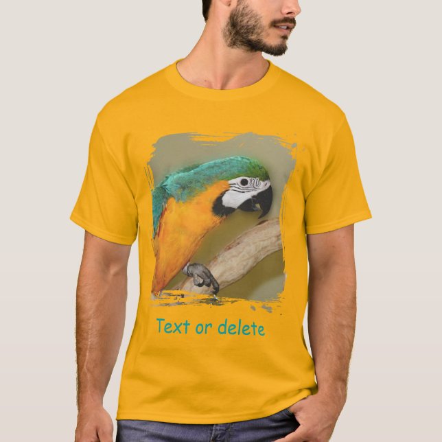Blue And Gold Macaw Parrot Personalized T-Shirt (Vorderseite)