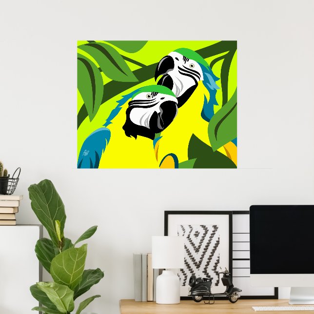 Blue and Gold Macaw Parrots Poster (Heimbüro)
