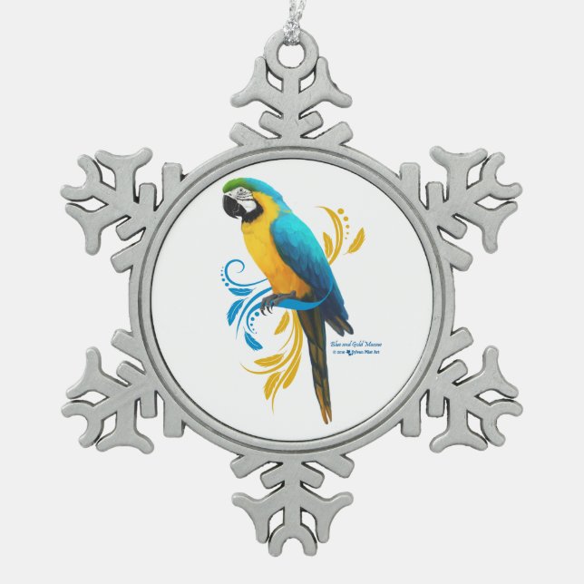 Blue and Gold Macaw Snowflake Ornament (Vorderseite)