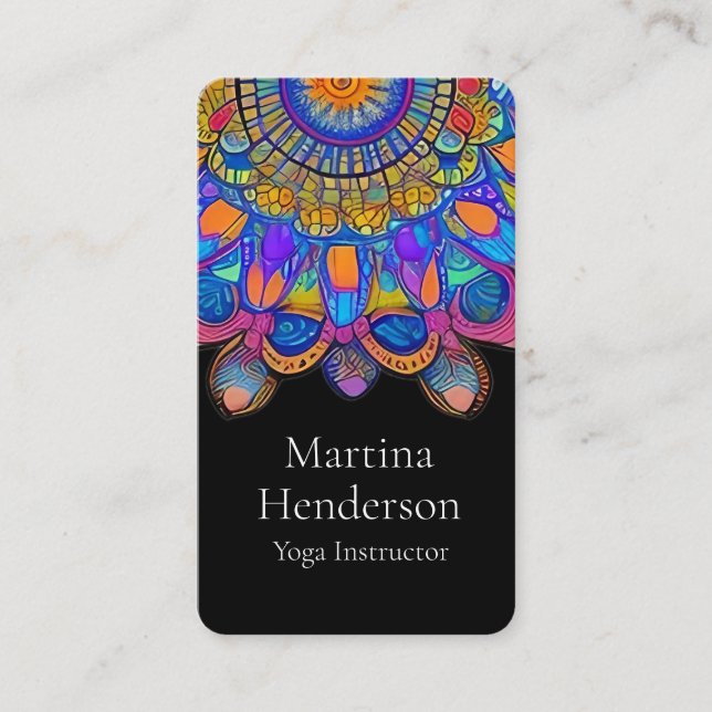 Blue and Gold Mandala Yoga Business Card Visitenkarte (Vorderseite)