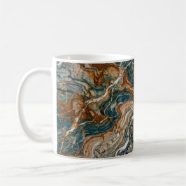 Blue and Gold Marble Swirl Pattern Coffee Mug Kaffeetasse