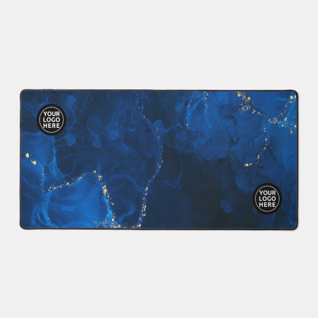 Blue and Gold Marmor Desk Mat Mouse Pad Schreibtischunterlage (Vorderseite)