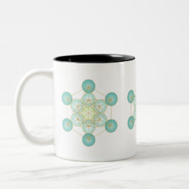 Blue and Gold Metatron's Cube Design Zweifarbige Tasse