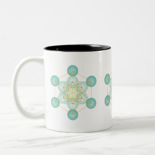 Blue and Gold Metatron's Cube Design Zweifarbige Tasse