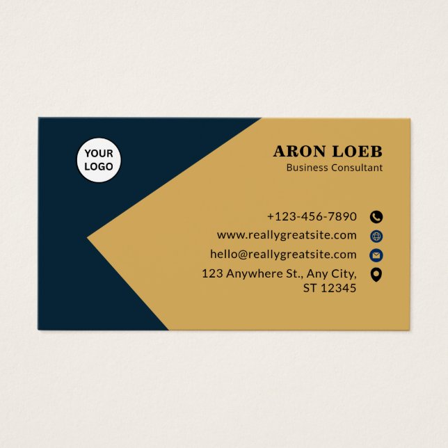 Blue and Gold Modern Corporate Business Card (Vorderseite)