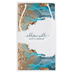 Blue and Gold Moderne Art Liquid Ink Business Kleine Geschenktüte